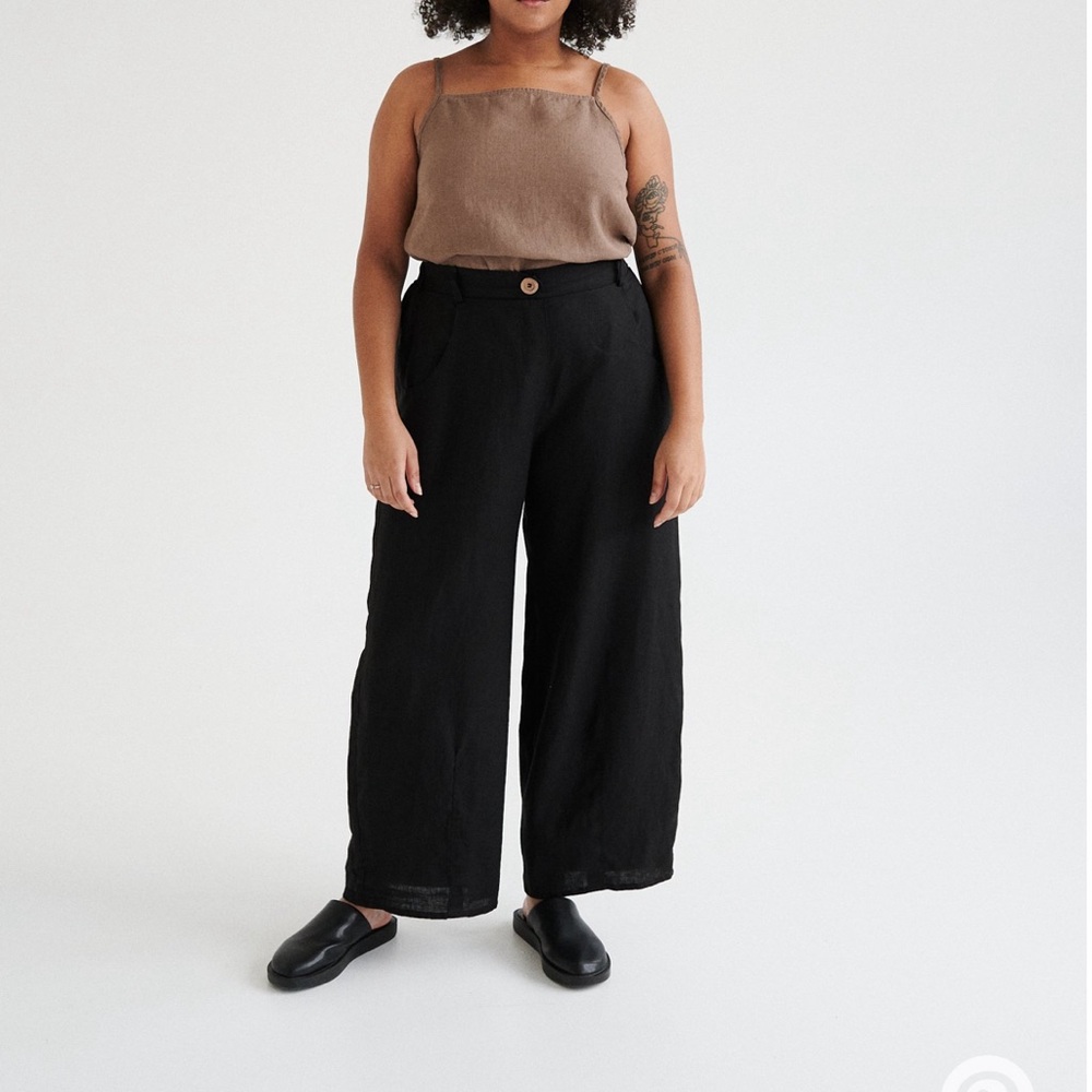 NWOT Linenfox Frankie Linen Black Trousers L/XL